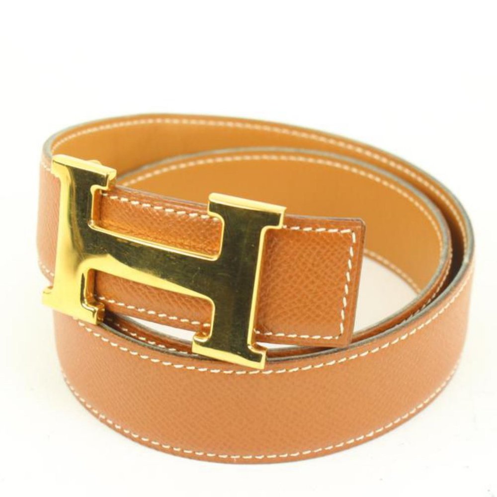 Hermès Brown x Gold 32mm Reversible H Logo Belt Kit 67h422s - Picture 2 of 12